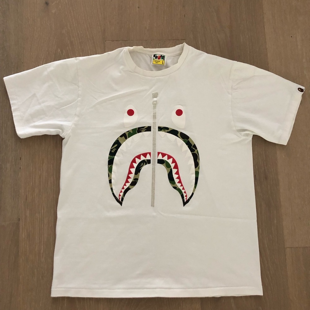 Bape White Shark Graphic Tee